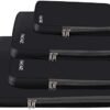 BAGAIL 4 Set/6 Set Compression Packing Cubes Travel Accessories Expandable Packing Organizers(Black ClothPattern 4 Set)