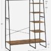 VASAGLE Clothes Rack, Clothing Rack with Shoe Shelf, 5-Tier Storage Rack, 6 Side Hooks, for Bedroom, Living Room, Rustic Brown and Black URGR116B01 - Image 6