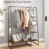 VASAGLE Clothes Rack, Clothing Rack with Shoe Shelf, 5-Tier Storage Rack, 6 Side Hooks, for Bedroom, Living Room, Rustic Brown and Black URGR116B01 - Image 2