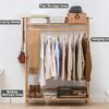 COPREE Bamboo Garment Coat Clothes Hanging Heavy Duty Rack with top Shelf and Shoe Clothing Storage Organizer Shelves - Image 2